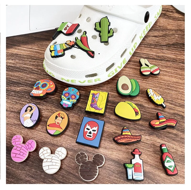 

Wholesale Custom Mexican crocs charms PVC shoe decorations tropical style for mexico crocs charms 2022 shoe accessories