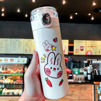 

Cartoon Cute Bear Thermos Bottle Kawaii Rabbit Stainless Steel Vacuum Flasks Portable Travel Leakproof Water Bottle Thermo Cups, Picture