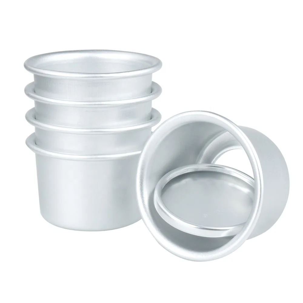 

5Pcs 2Inch Heat-resistant Baking Molds Round Mini Cake Pan Aluminum Alloy Removable Bottoms DIY Baking Tools Cake Mould