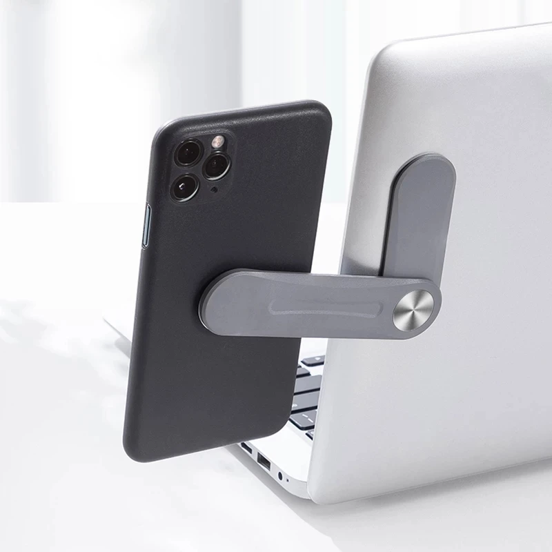 

Computer Phone Stand Extension Bracket Dual Monitor Display Magnetic Laptop Side Magnetic Phone Holder, Silver