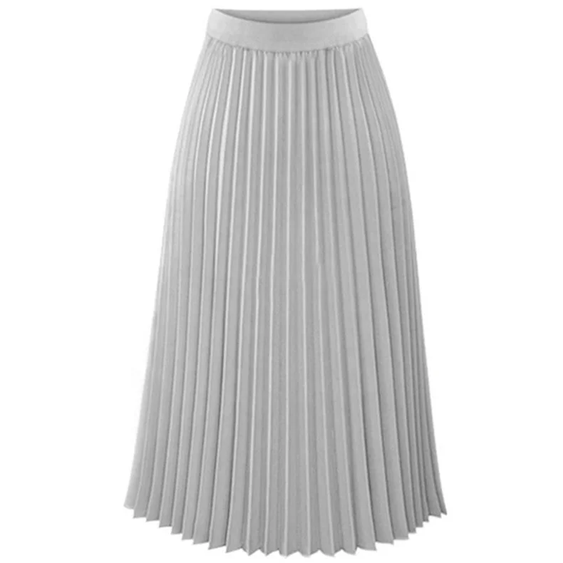 
Fashion elegant bodhmian solid color long skirt elastic high waist pleated skirt plus size women clothing 