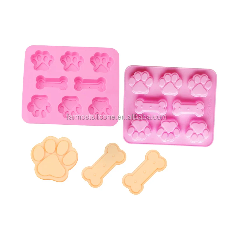 

Dog Footprint Feet Mould Cake Molds Bone Mold Creative Cookie Fondant 3D DIY Cat Paw Silicone Bakeware Kitchen Accessories, Pink