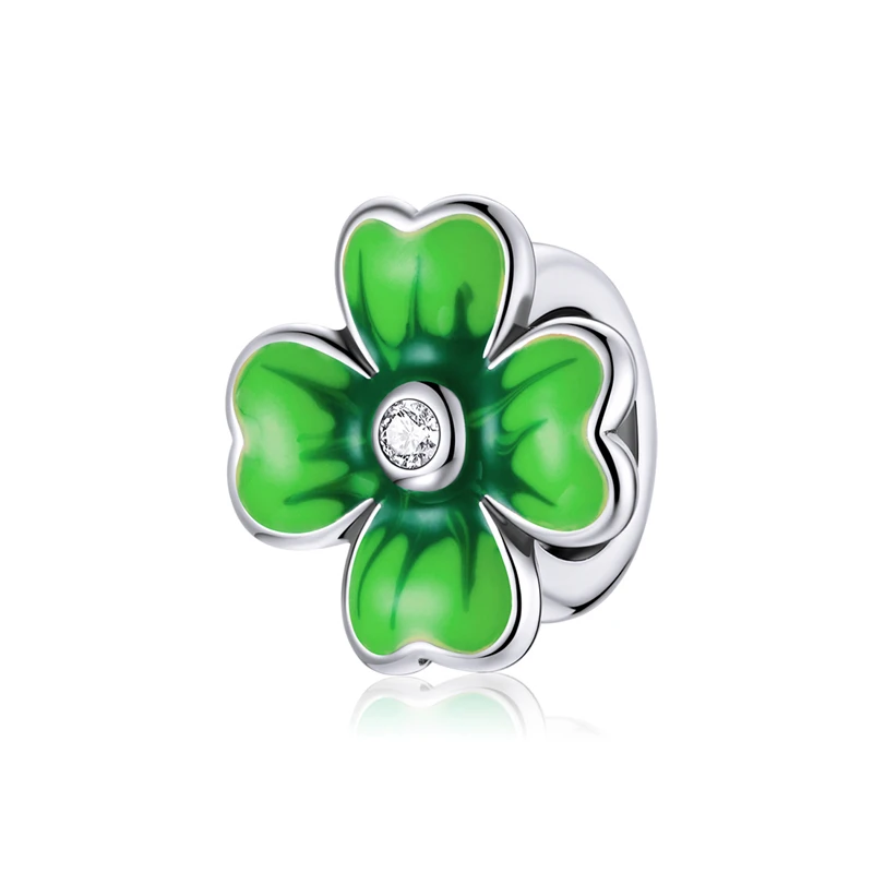 

SCC1749 Lucky clover jewelry 925 silver charm for bracelet making