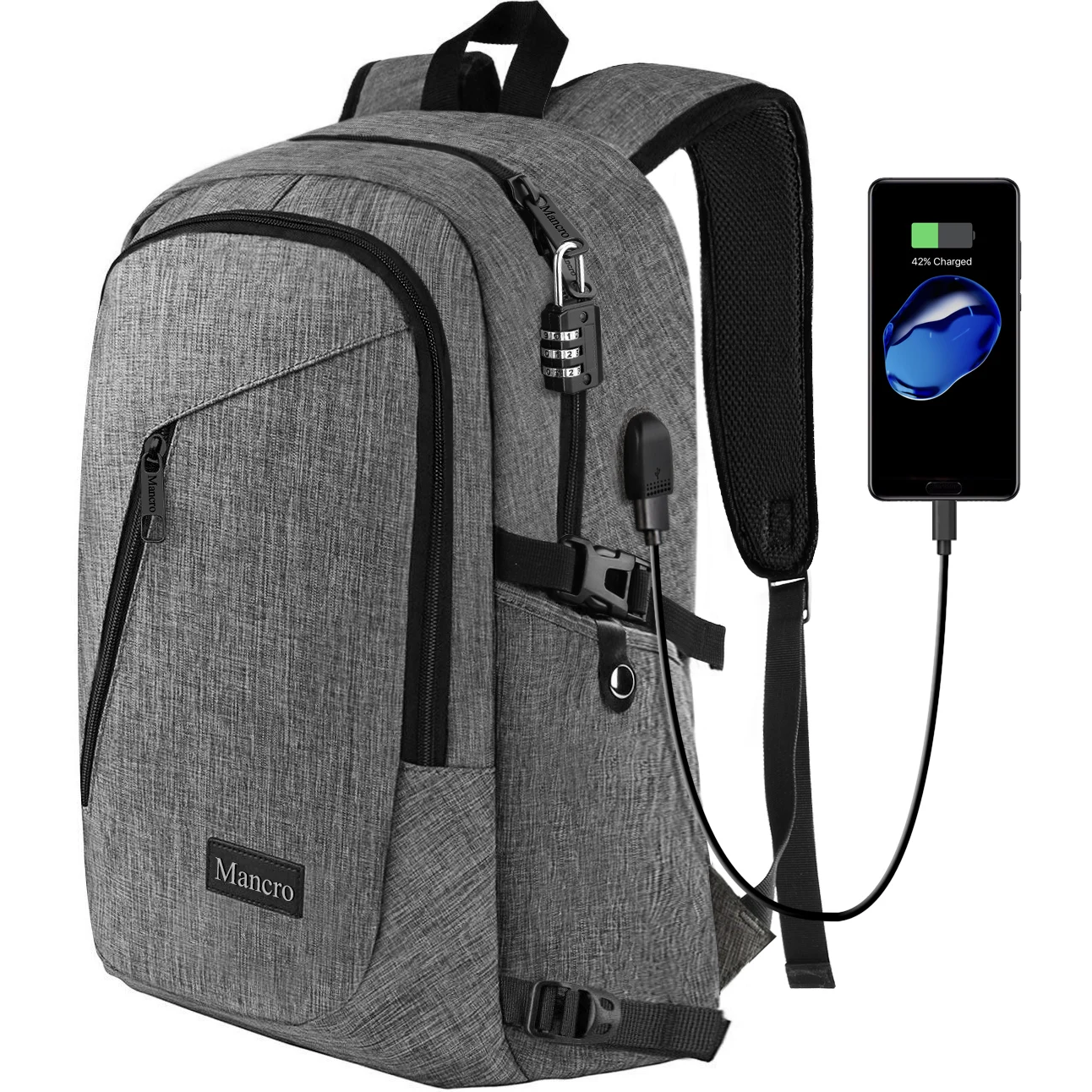 

Custom Private Logo Stylish Polyester Slim Travel Backpack Smart USB Charging Port School Laptop Backpack, Customized color