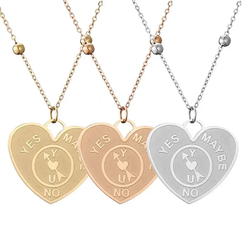 

Feather Peach Heart Stainless Steel Heart Pendant Multilayer Necklace Stainless Steel Jewlery