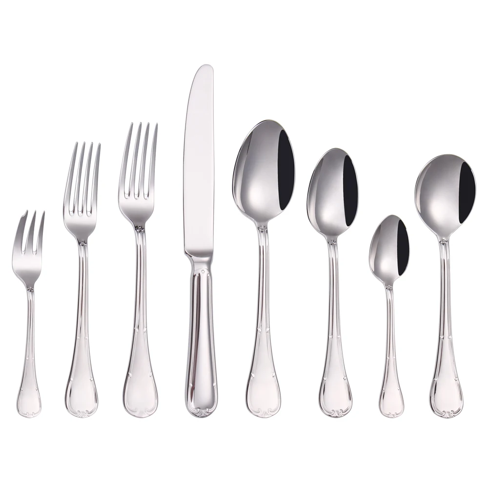 

Mirror Silver Royal Wedding Stainless Steel Dinnerware Sets High Quality Silverware Cutlery Flatware Set