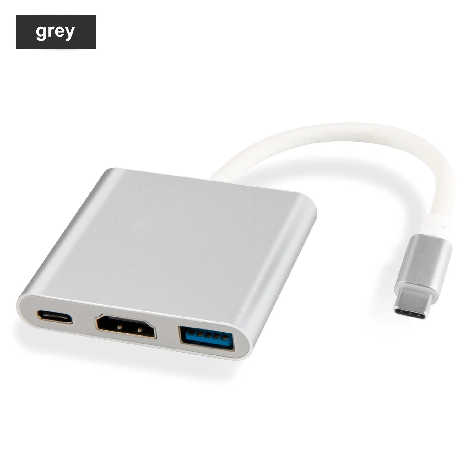 

High quality USB3.0 Type-C adapter 3 ports aluminium alloy 3 in 1 hub, Sliver