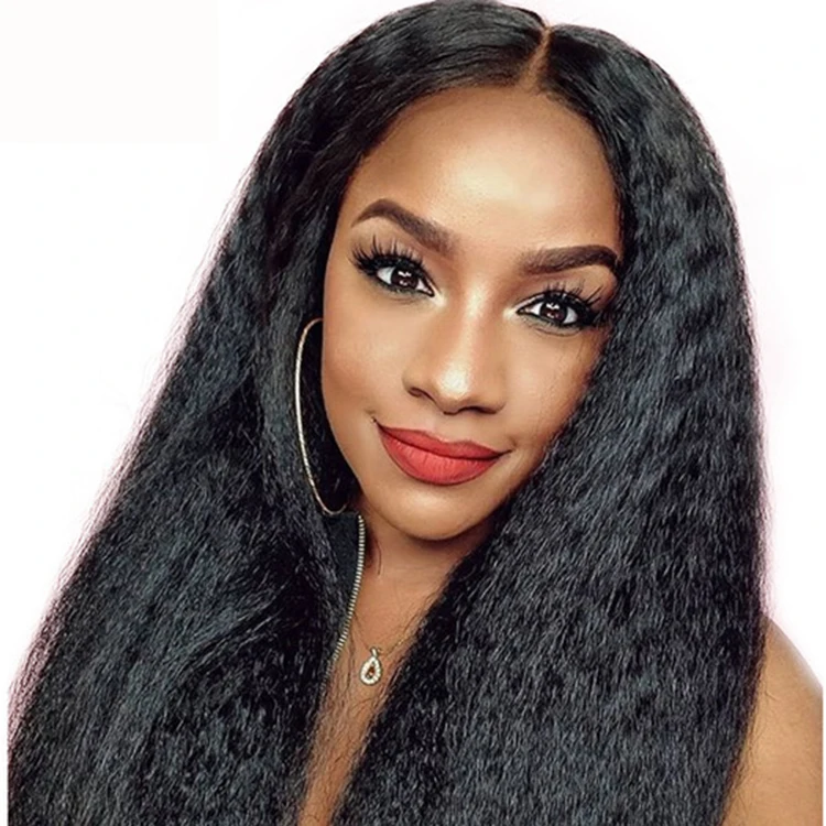 

Wholesale Wigs Brazilian Human Hair Lace Front Kinky Straight Virgin Human Hair Wig Glueless Light Yaki Wigs