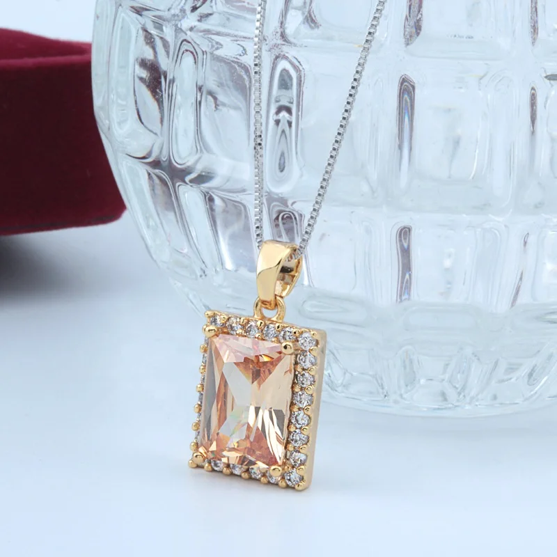 

Hip Hop Jewelry Square Iced Out Crystal Pendant Necklace Gold Silver Color Plated Micro Pave Zircon Men Women Jewelry Gift, Customized color