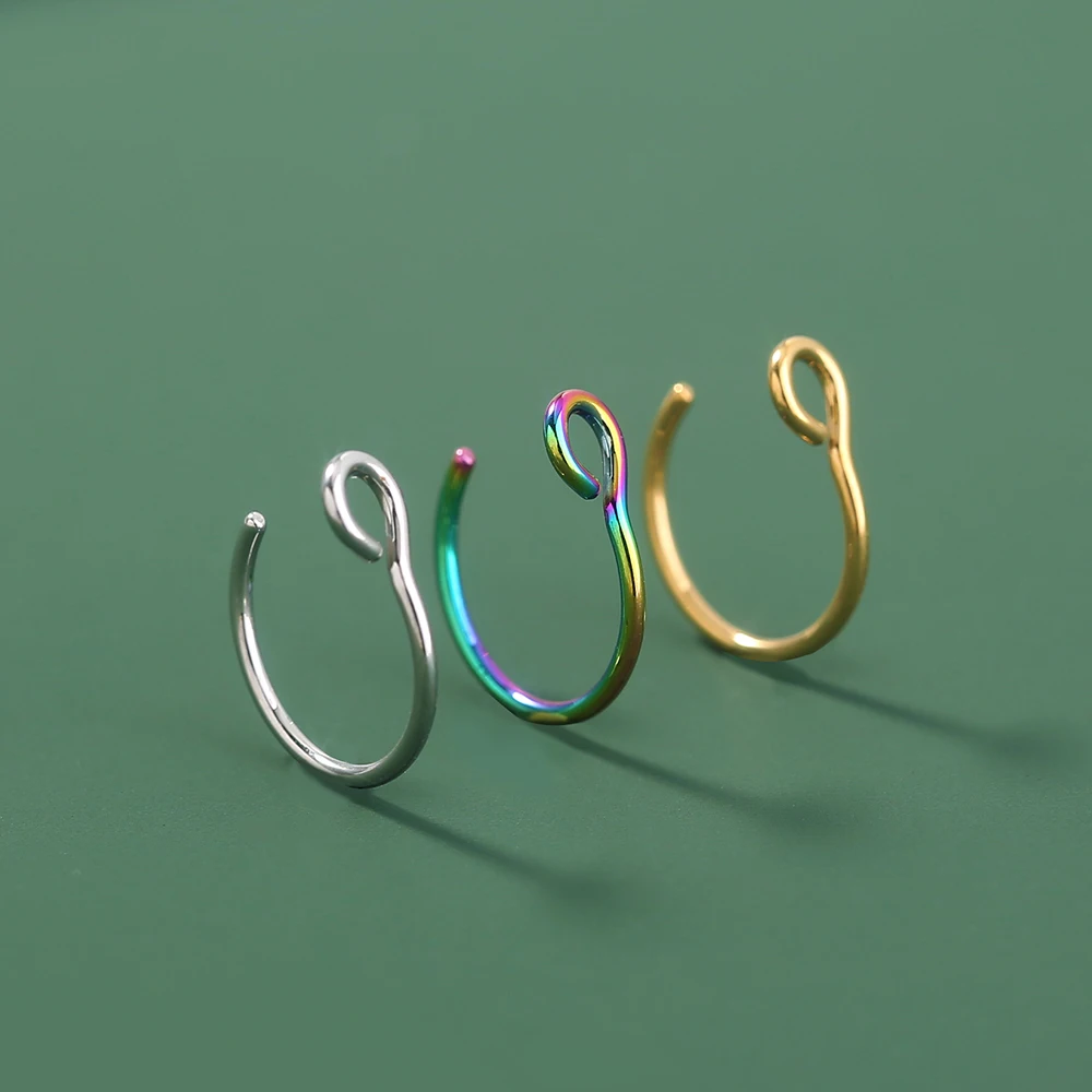 

Stainless Steel Gold And Gradient C-Shaped Diamond Nose Ring Set Body Piercing Jewelry NON Piercing Nose Rings Body Jewelry