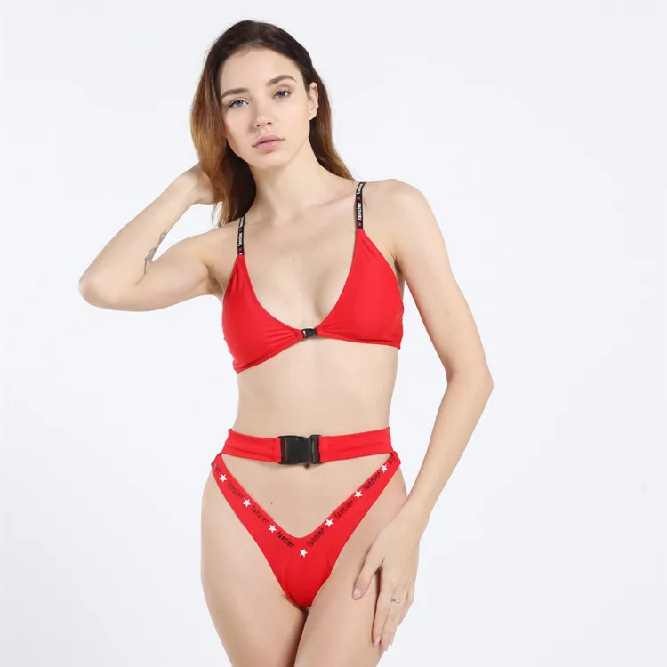 

New arrival pure 3 Color bikini two pieces swimsuits Thong for women