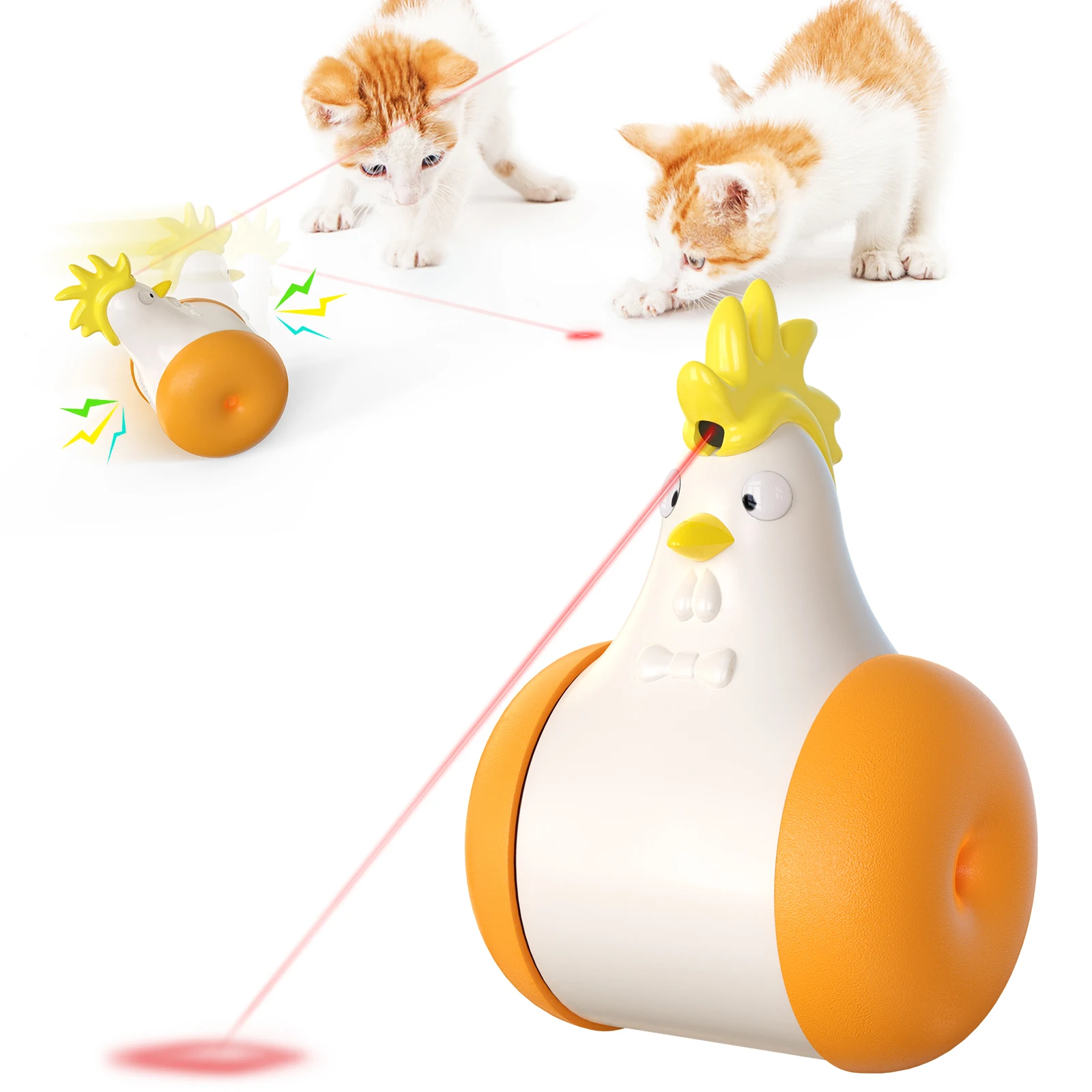 

Amazon hot sale cat toys chicken rooster shape red laser toy multifunctional electric cat toy