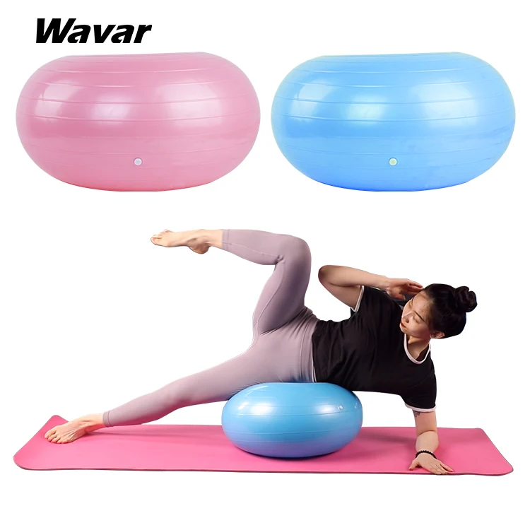 

New Fashion PVC 50cm Donut Yoga Ball For Seating Fitness Balance, Blue