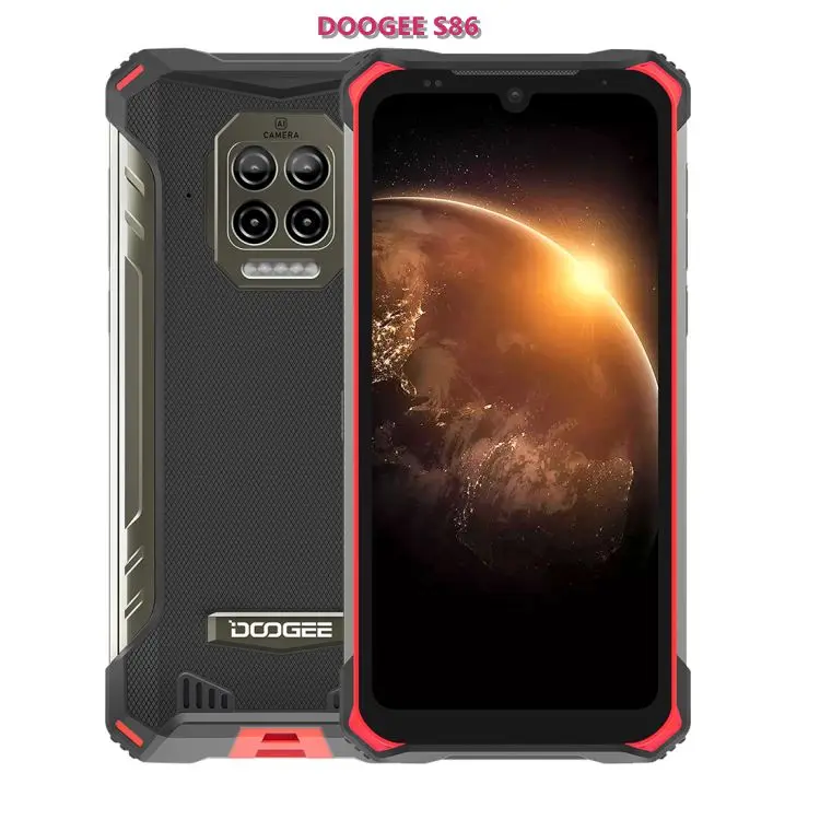 

2021 Waterproof DOOGEE S86 IP68 IP69K 6GB 128GB 8500mAh Android 10 4G Dual sim Octa Core Fingerprint Mobile Phone Rugged Phone