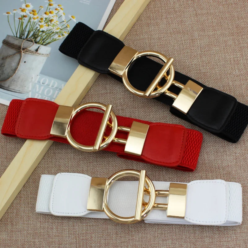 Fashion Women Dress Belts PU Leather Round Buckle Decoration Coat Sweater Party Belt Girdle Belt Gift