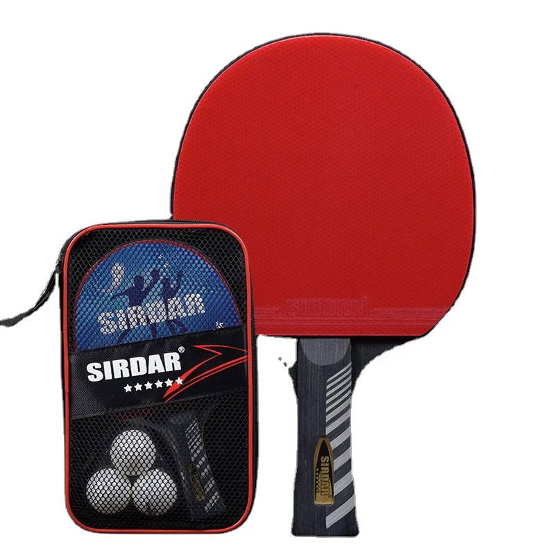 

Table Tennis Racket Ping Pong Bat Set Paddle Huieson Carbon A Pair 6 Stars Oem Customized Wood Logo, Red+black