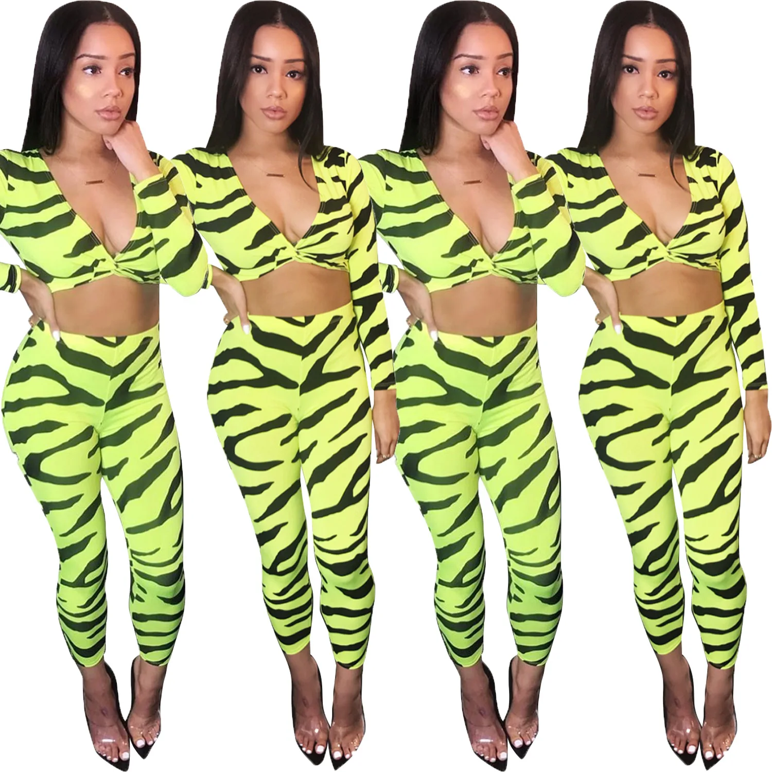 

Hot style recommends American and American urban fashion leisure solid color stripe two-piece set