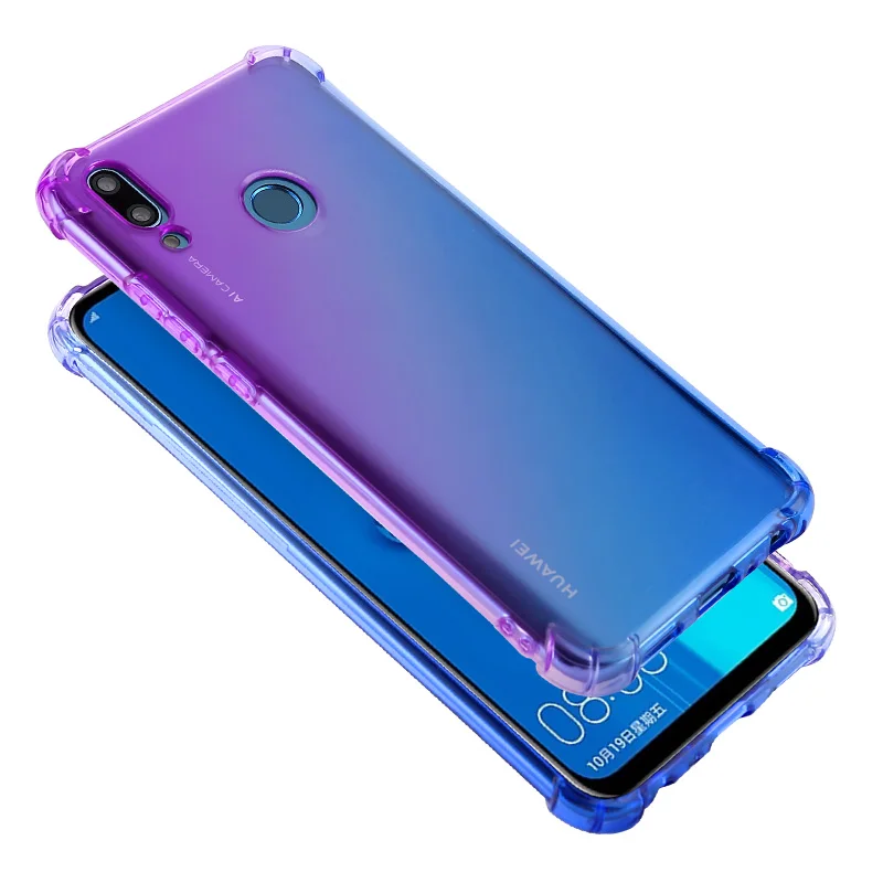 

For Huawei Y9 2019 Case Shockproof Air Cushion Gradient Color Transparent Soft TPU Phone Case For Huawei Enjoy 9 Plus, 6 colors