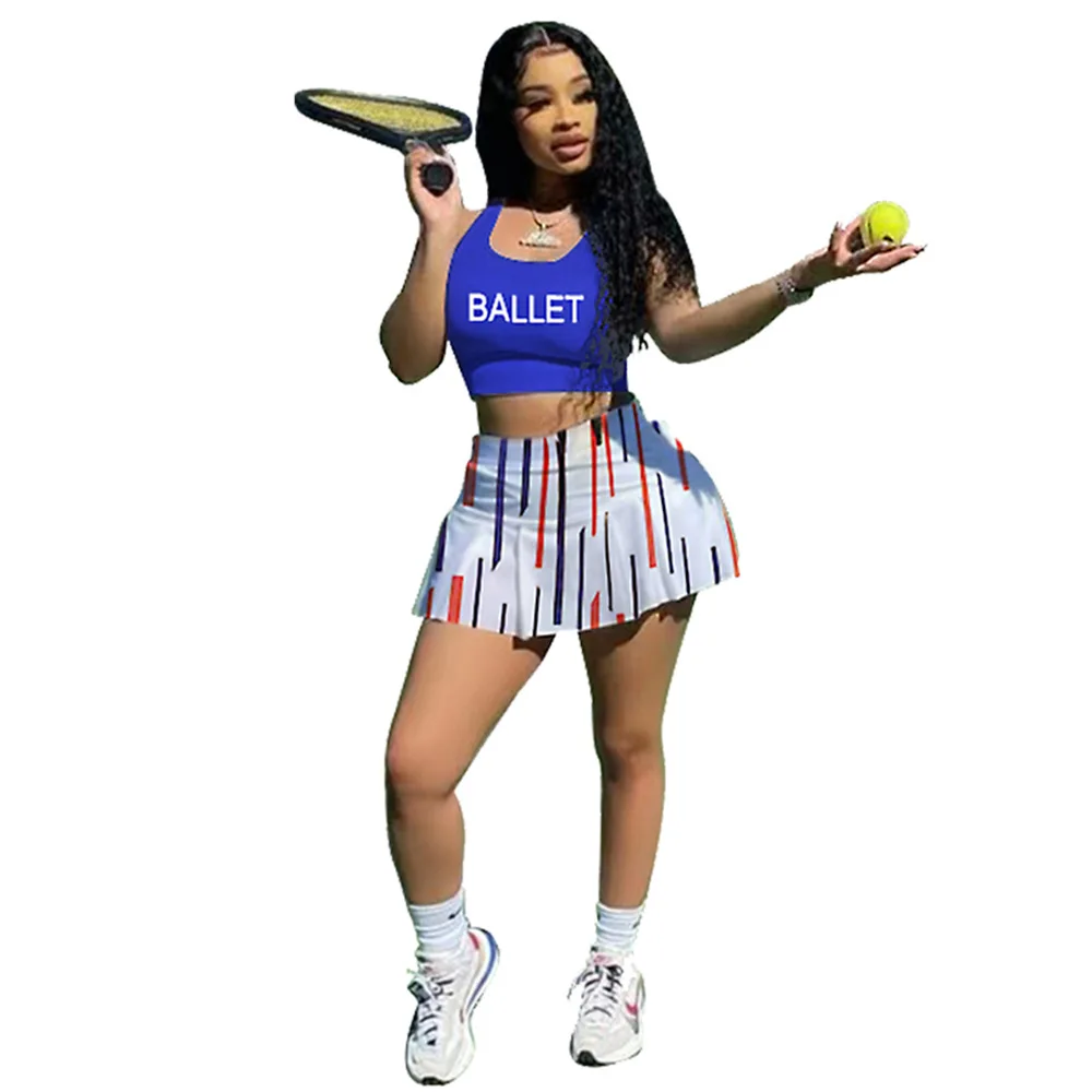 

Women 2021 Clothes Sweat Suits Summer Tennis Suit Two Piece Trendy Two Piece Skirt Sets, Picture