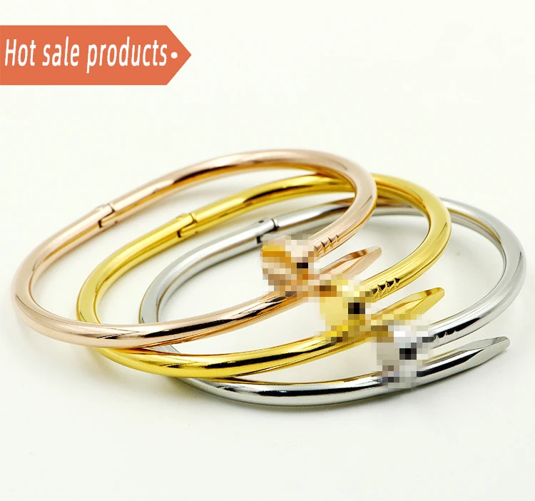 

Fashion and Women Stainless Steel Nail Jewelry Silver Gold Color Rose Gold Zircon Nail Bracelets