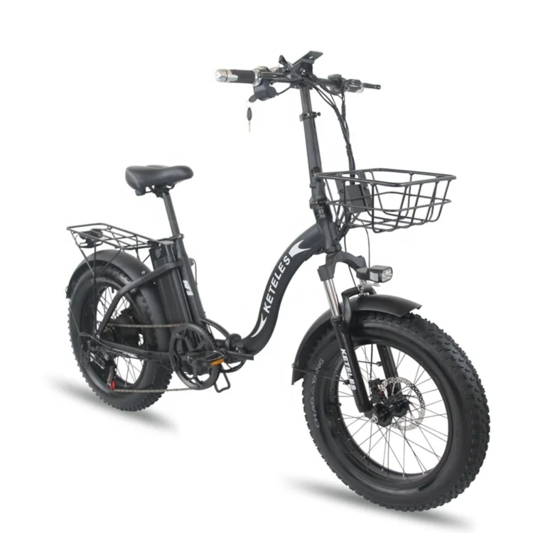 

1000W Motor 16AH Lithium Battery Electric Bike KETELES KF9 20x4.0 inch Fat Tire Folding E-Bike