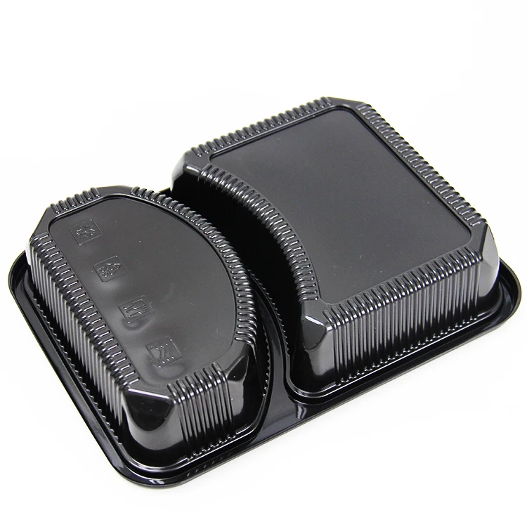 

Microwave Disposable Plastic Take Away Fast Food Lunch Box With Lid, Black white clear