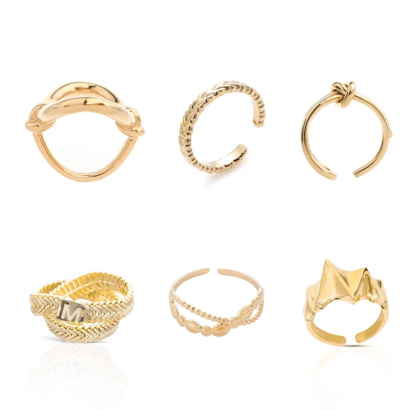 

JRA0039 French fashion 14k stainless steel women Triangular surface rings jewelry design gold rings for women