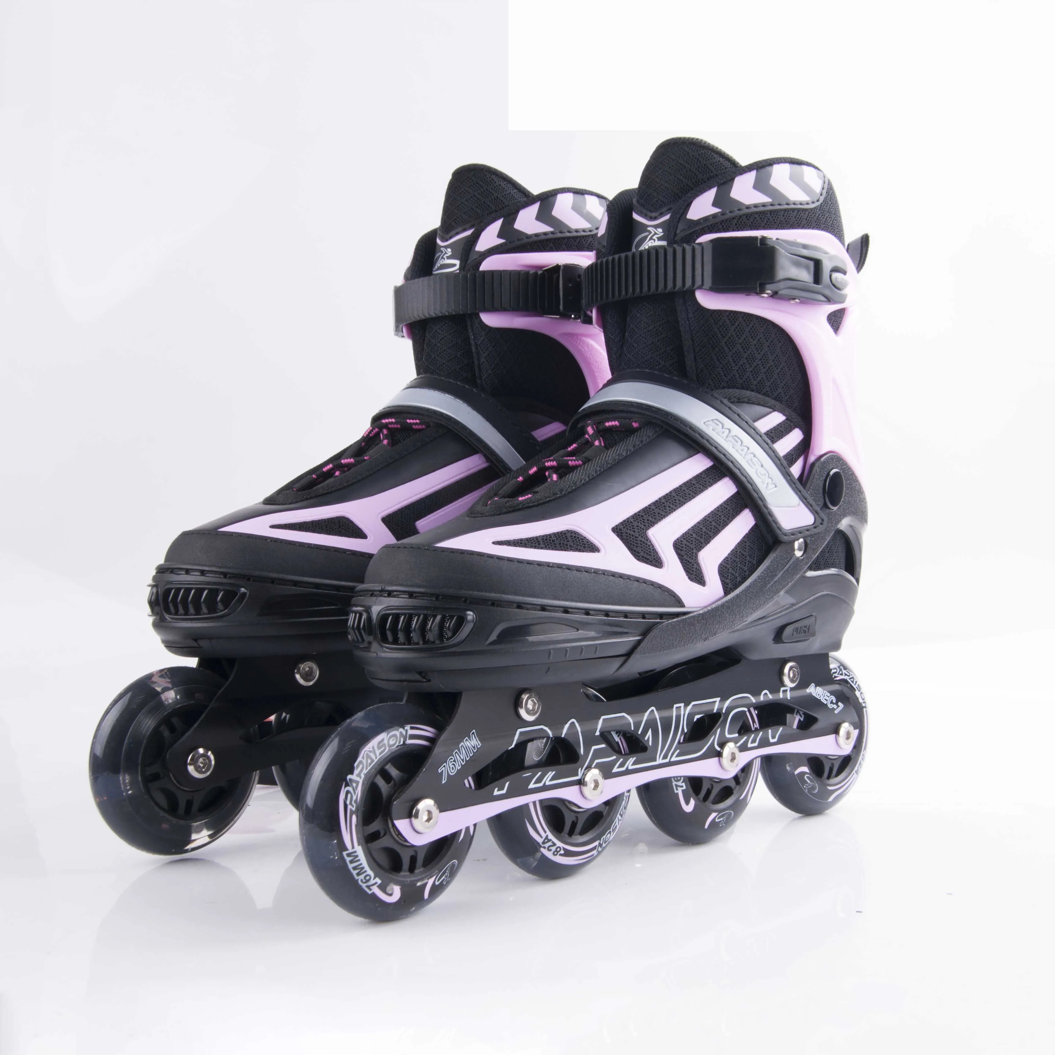 

PAPAISON roller blades adults pink purple inline PU flashing 4 wheels adjustable roller skates, Blue, pink