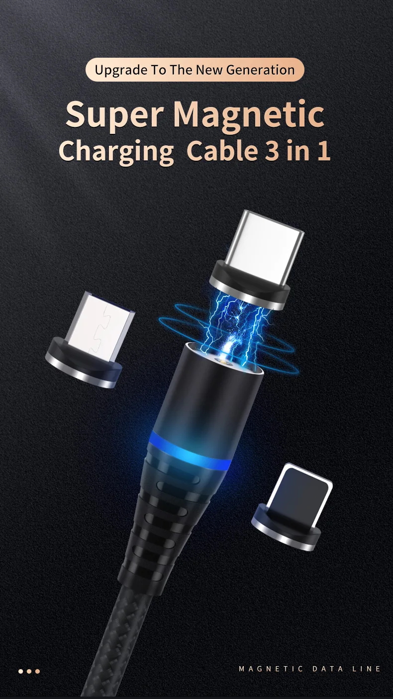 Factory Price Magnetic Charging Cable 3 In 1 Data Usb Cable - ANKUX.COM
