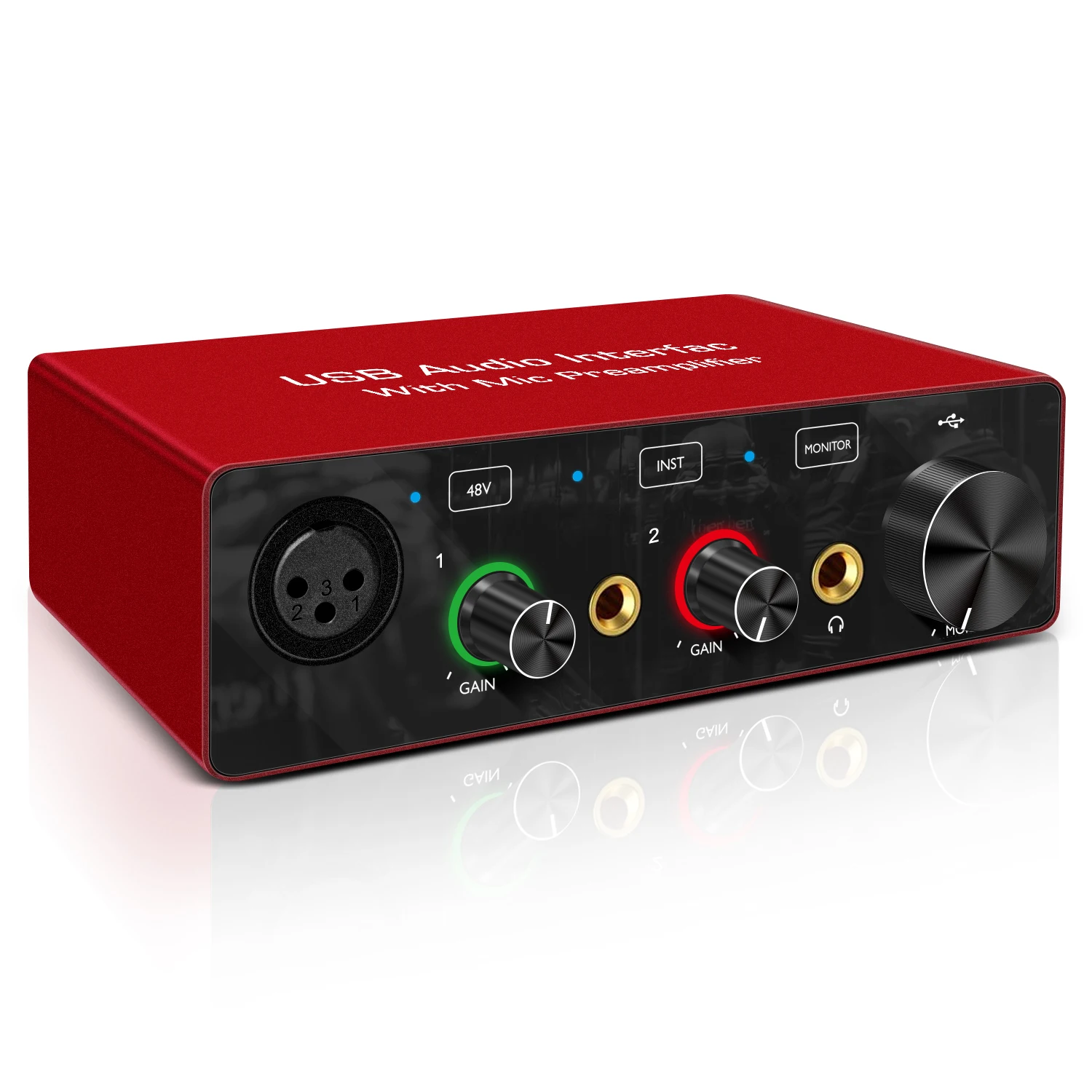 

48V Phantom Power Supply and Effect studio monitor music speakers external sound card home recording audio interface usb, Oem
