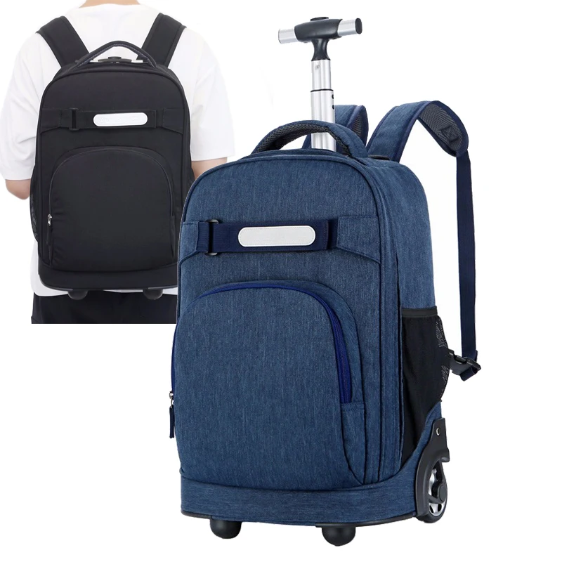 

Women Mens Carry On School Bags Wheeled Backpack Business Travel Trolley Backpack with Wheels, Black, burgundy, navy blue