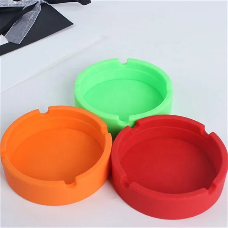 

Silicone Round Indoor Durable Ashtray, Red/orange/green
