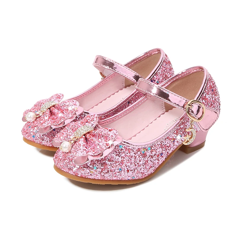 

kids high heel shoes 2021 sequin girls princess party dress shoes for pageant wedding flower girls shoes to match evening dress