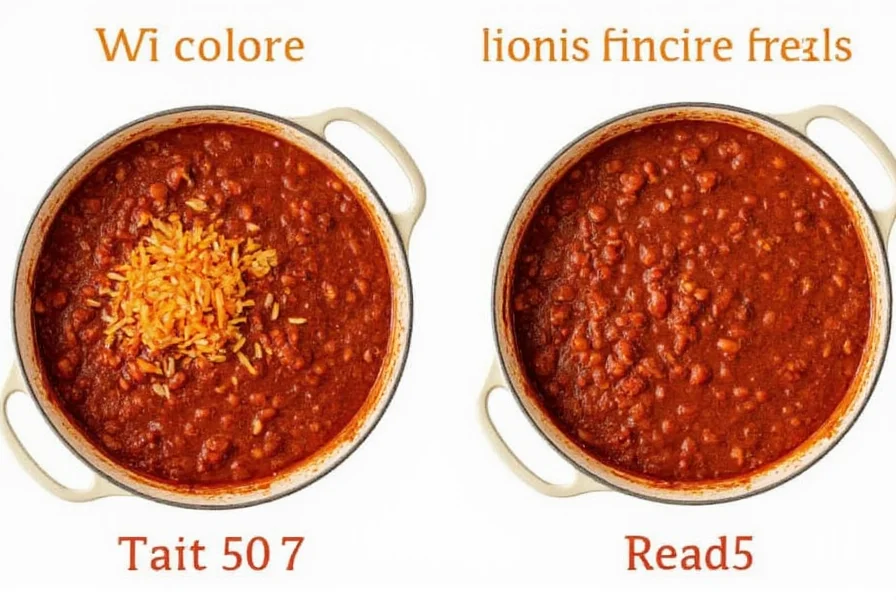 Comparison of different reheating methods for frozen chili showing temperature changes and texture results
