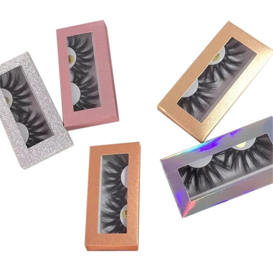 

3D Siberian Mink Eyelashes Private Label 25mm Mink Lashes Wholesale With Heart Paper Packaging Boxes, Black