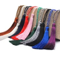 

Women Boho Beaded Crystal Tassel Necklace Pendant Long Sweater Chain Jewelry