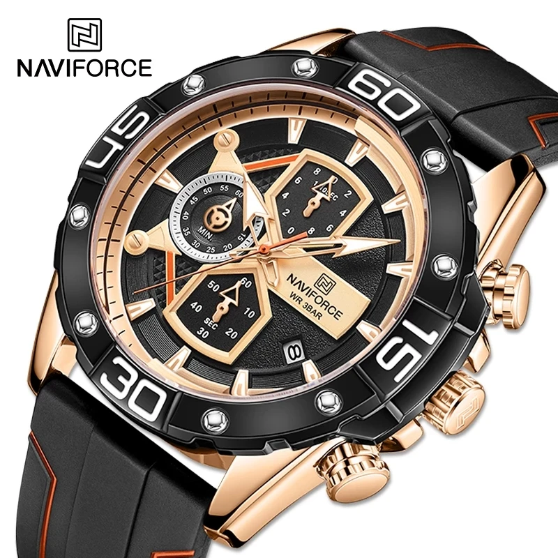 

New NAVIFORCE 8018 Luxury Logo Watch In Quartz Watches Military Silicone Watches Men Wrist Sport Male Clock Relogio Masculino, 5-colors