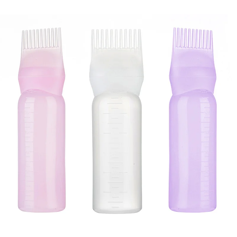 

6OZ/120ML wholesale more colors bottle with comb teeth can contain oil and liquid for hair dye style