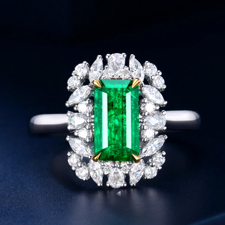 

SGARIT gemstone fine jewelry 18k gold women ring Afghanistan 1.32ct genuine natural green emerald stone ring wedding, Vivid green