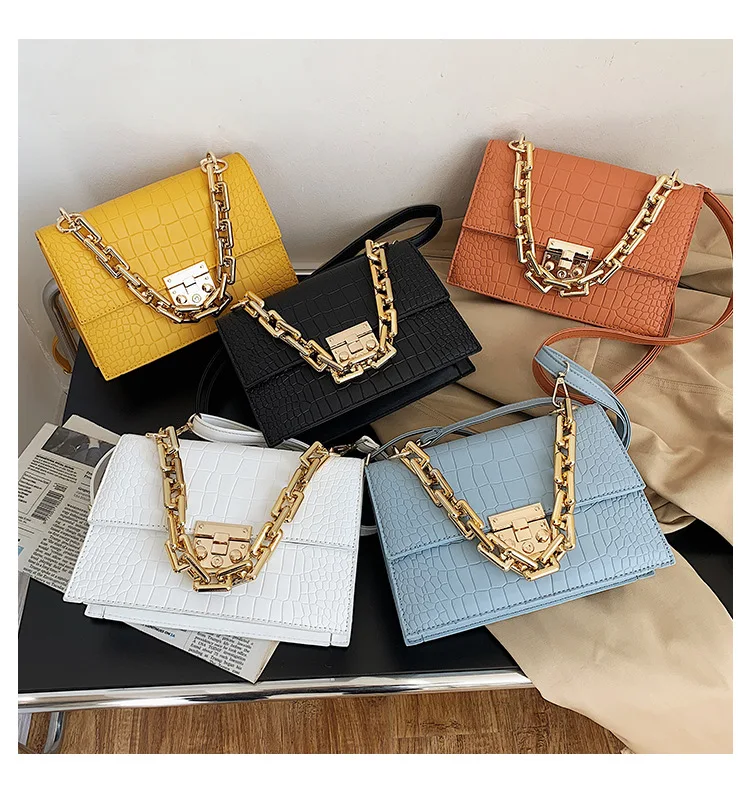 

Factory Wholesale 2021 Multi color Square Purse Golden Chain Shoulder Messenger bag Women handbags, 5 colors