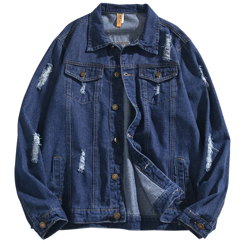

hot sale fashion men jacket wholesale thick custom denim jacket classic plus size coats winter warm jean jacket for man, Blue, black, light blue