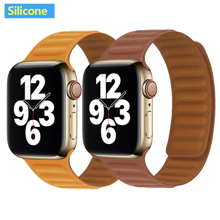 

Lianmi Silicone Strap For Iwatch Series 3 5 4 6 Se Bracelet Double Colors For Apple Magnetic Loop Silicone Watch Band, Multi colors/as the picture shows