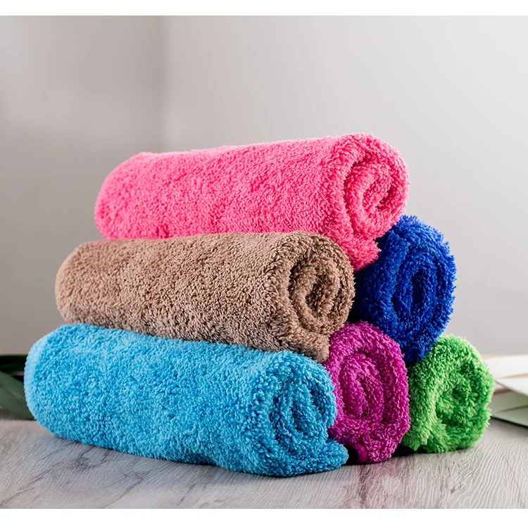 

Super Absorbent Microfiber Coral Fleece Towel Cleaning Cloth Rags For Kitchen And Home, Purple,brown, dark blue, green, rose red, sky blue