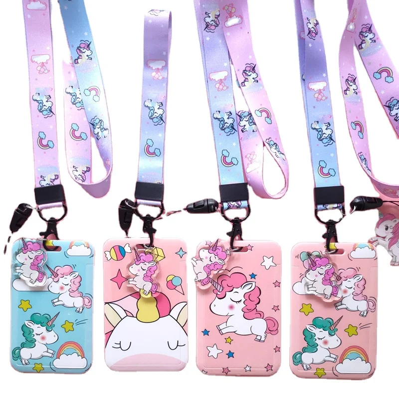 

Cute Cartoon ID Card Holder Card Case Badge Necklace Neck Strap polyester Lanyard badge holder accessories for girl