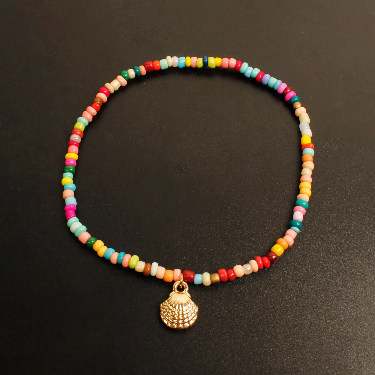 

Bohemia Barefoot Chain Jewelry Colorful Rice Beads Shell Charm Anklet Rice Bead Shell Pendant Anklet Bracelet