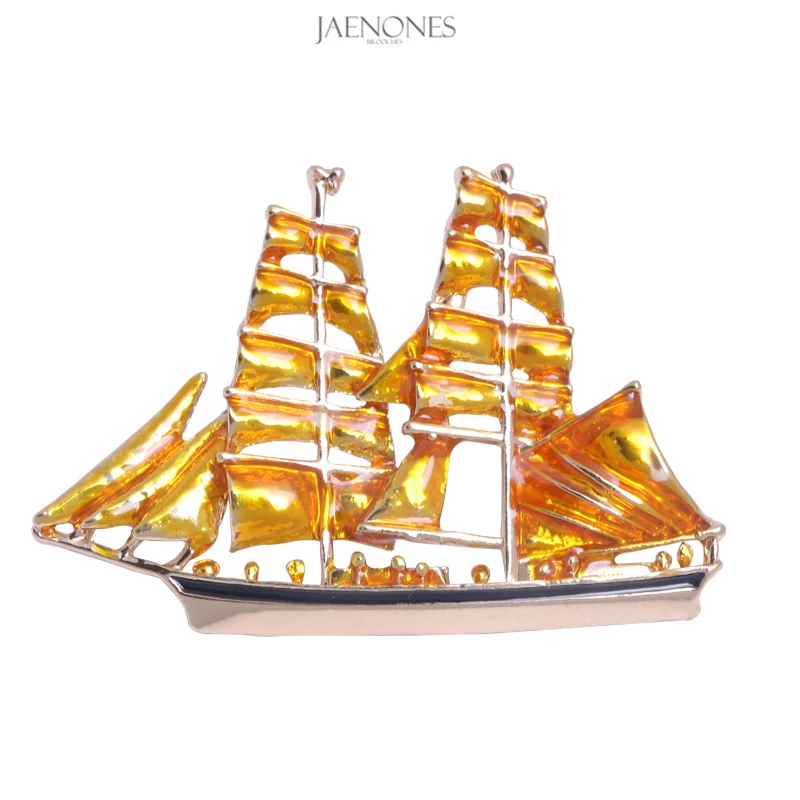 

JAENONES Latest Fashion Fancy Enamel Vintage Alloy Small Brooch Boat Brooch For Women