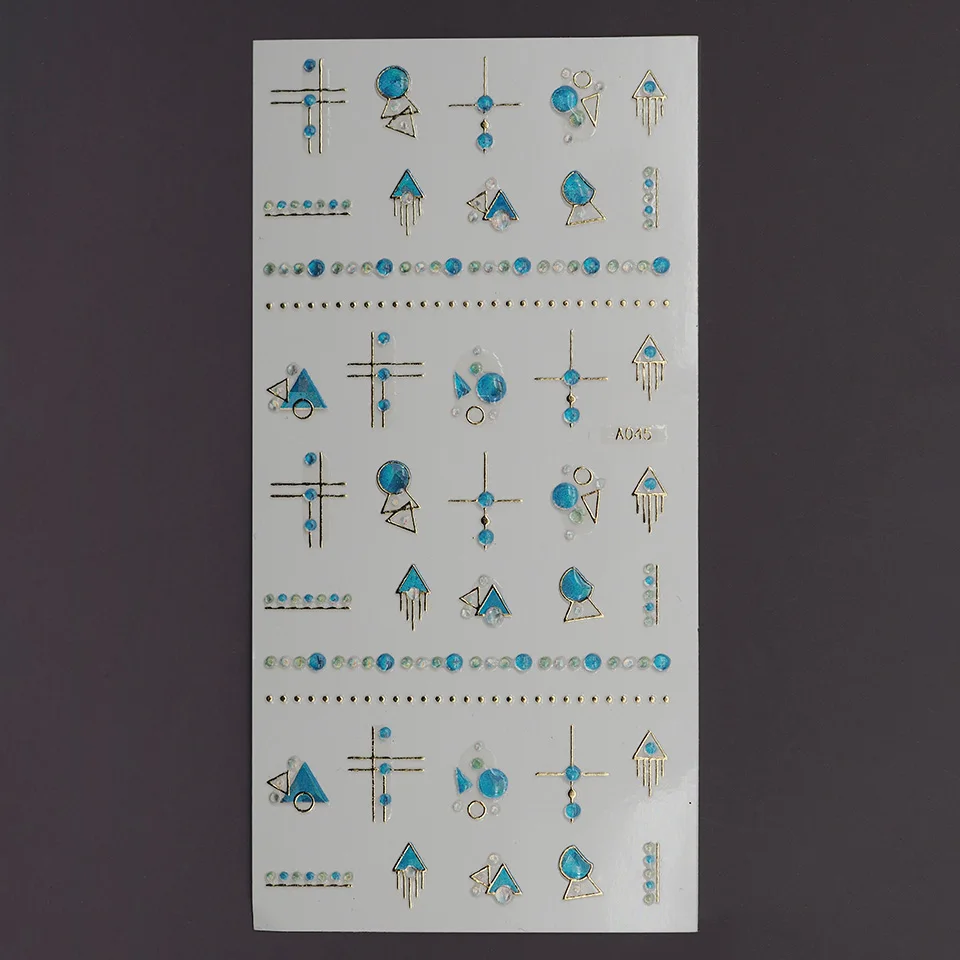 

Popular Diy Nail Stickers With Blue Jewelry Pattern Nail Seal Decals