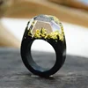 New Arrival Wooden Rings Vintage Clear Wood Resin Handmade Dried Flower Epoxy Rings For Women Men Party