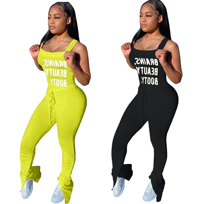 

New Explosion English Open Back Pleated Sexy ladies sports Jumpsuit 2021