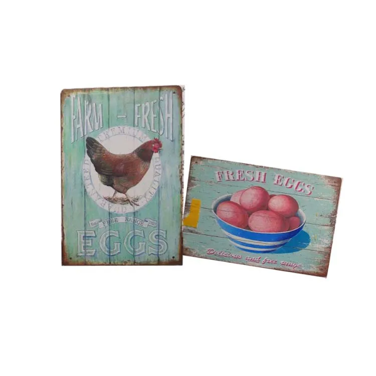 
Cheap Vintage Fresh Eggs Metal Tin Sign Happy Chicken sublimation plaque 